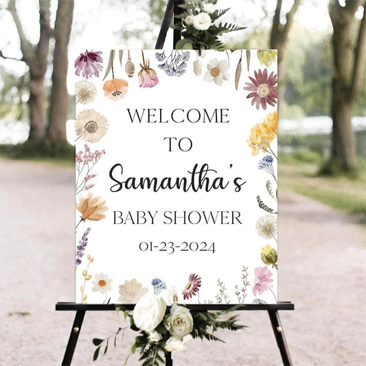 Editable Baby In Bloom Welcome Sign, Baby in Bloom Baby Shower Welcome Sign, Wildflower Baby Shower Sign, Spring Floral Baby Shower Welcome Sign, Personalized Baby Shower Sign #12
