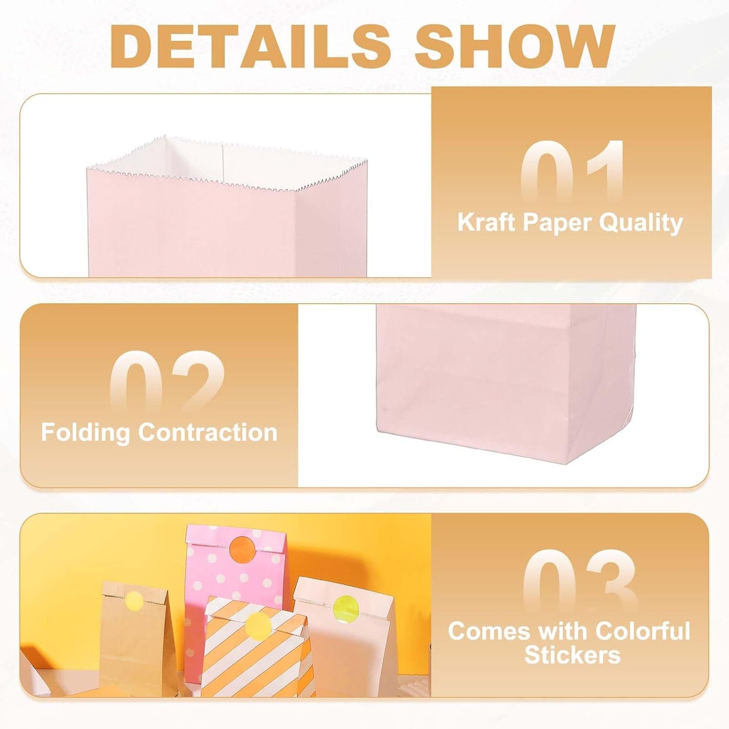 PATIKIL Party Favor Bag, 24 Pcs 3.5x2.4x7.1 Inch Mini Paper Candy Bags Gift Treat Celebration Halloween Goody Birthday Wedding Party with Stickers, Soft Pink