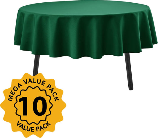 10-Pack Hunter Green Round Tablecloths, 84 Inches, Stain-Resistant Polyester for 3-5 Ft Round Tables - Washable Table Covers for Weddings, Banquets, Birthday Parties, Events