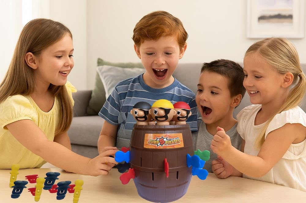 Oversized Pirate Board Game-with 5 Colorful Pirate Figures, Fun and Tricky Surprise Toys for Kids Ages 3+, Girls and Boys Toys - 2-4 Players