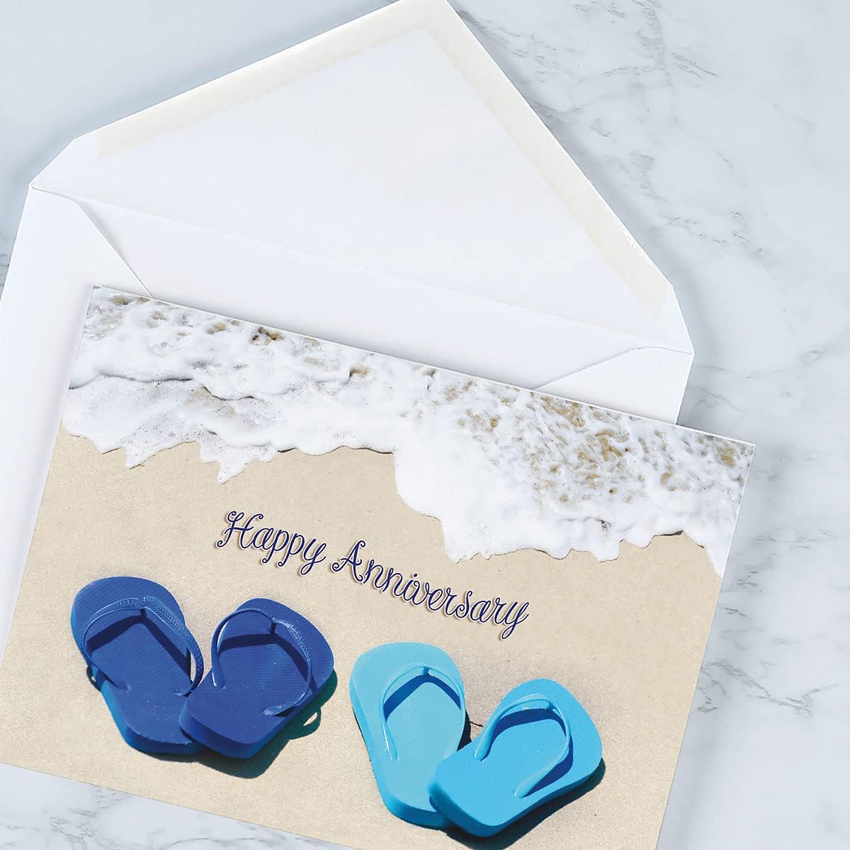 Paradise Anniversary Cards - Set of 8 (4 designs), Large 5" x 7" Wedding Anniversary Cards with White Envelopes