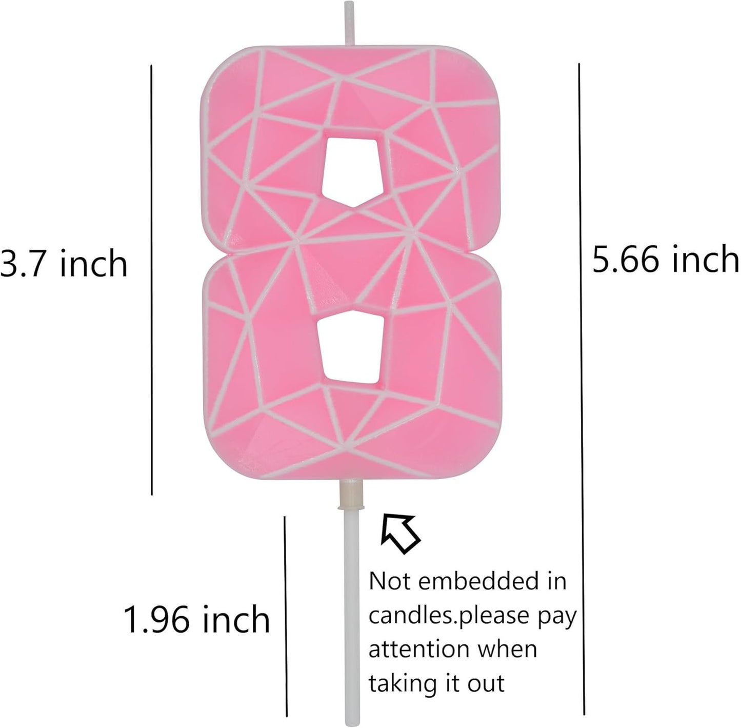 DERVENTA Large Birthday Candle Number 3D Macaron Pink 3.7 inch Party Celebration Anniversary Decoration Cake Topper 1 Piece (Number 8 Macaron Pink)