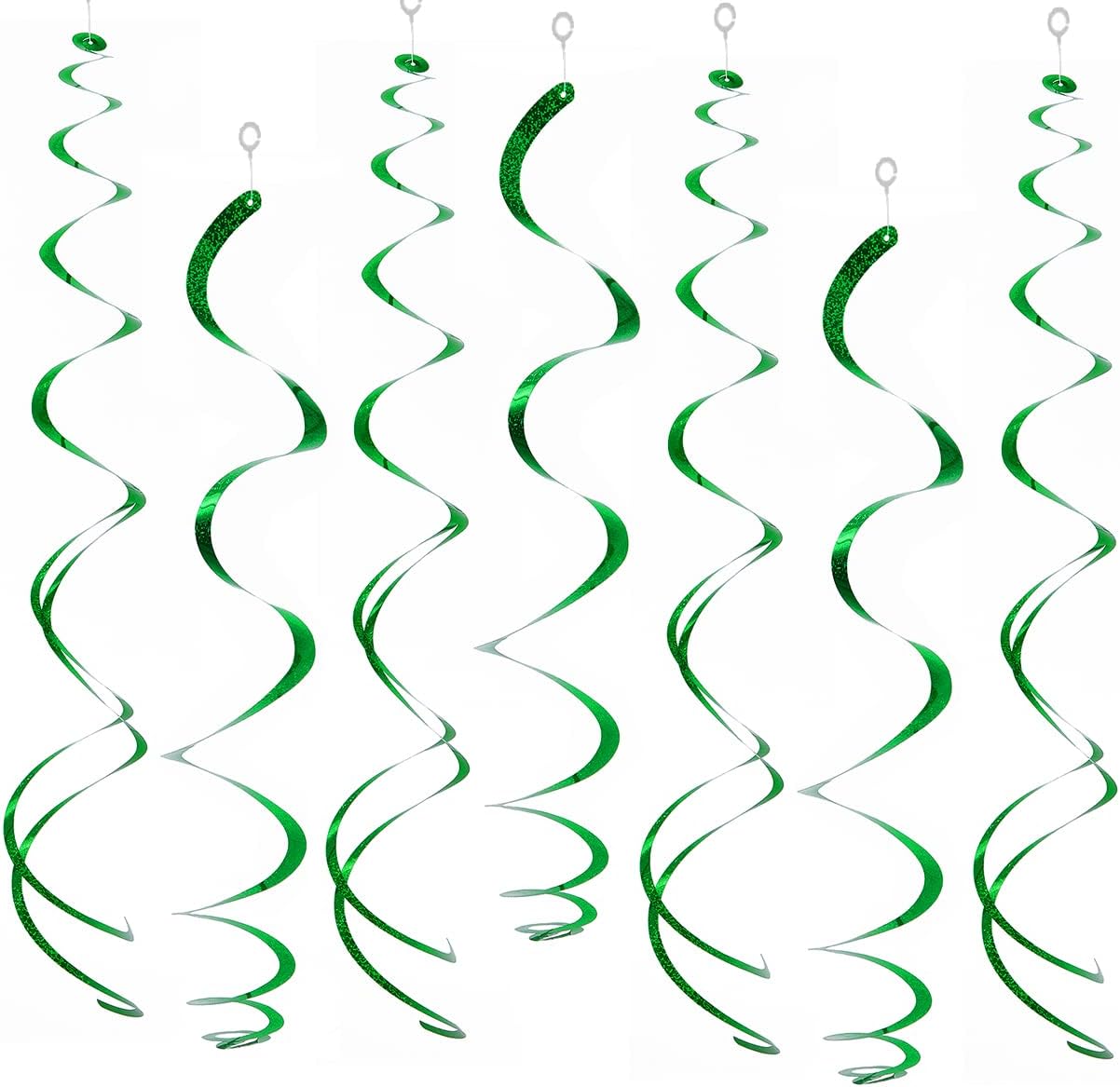 30 pcs Green Hanging Swirl Decorations Ceiling Swirls Party Decorations Plastic Party Streamer, 26"