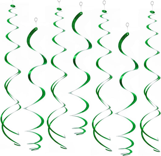 30 pcs Green Hanging Swirl Decorations Ceiling Swirls Party Decorations Plastic Party Streamer, 26"