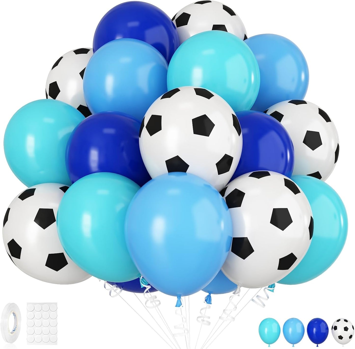 30pcs Soccer Balloon Blue,Soccer Print Balloon Set,Football Party Birthday Decorations,12 Inch Football Latex Balloons for Boys Kids Soccer Sport Theme Party Decorations