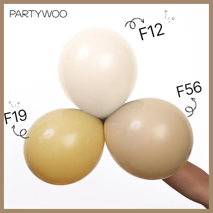 PartyWoo Cream Balloons 140 pcs Different Sizes of 18 12 10 5 Inch Beige Ivory Nude Neutral Boho Fall Latex Balloons for Graduation Birthday Baby Shower Jungle Theme Party Decorations Brown-F56
