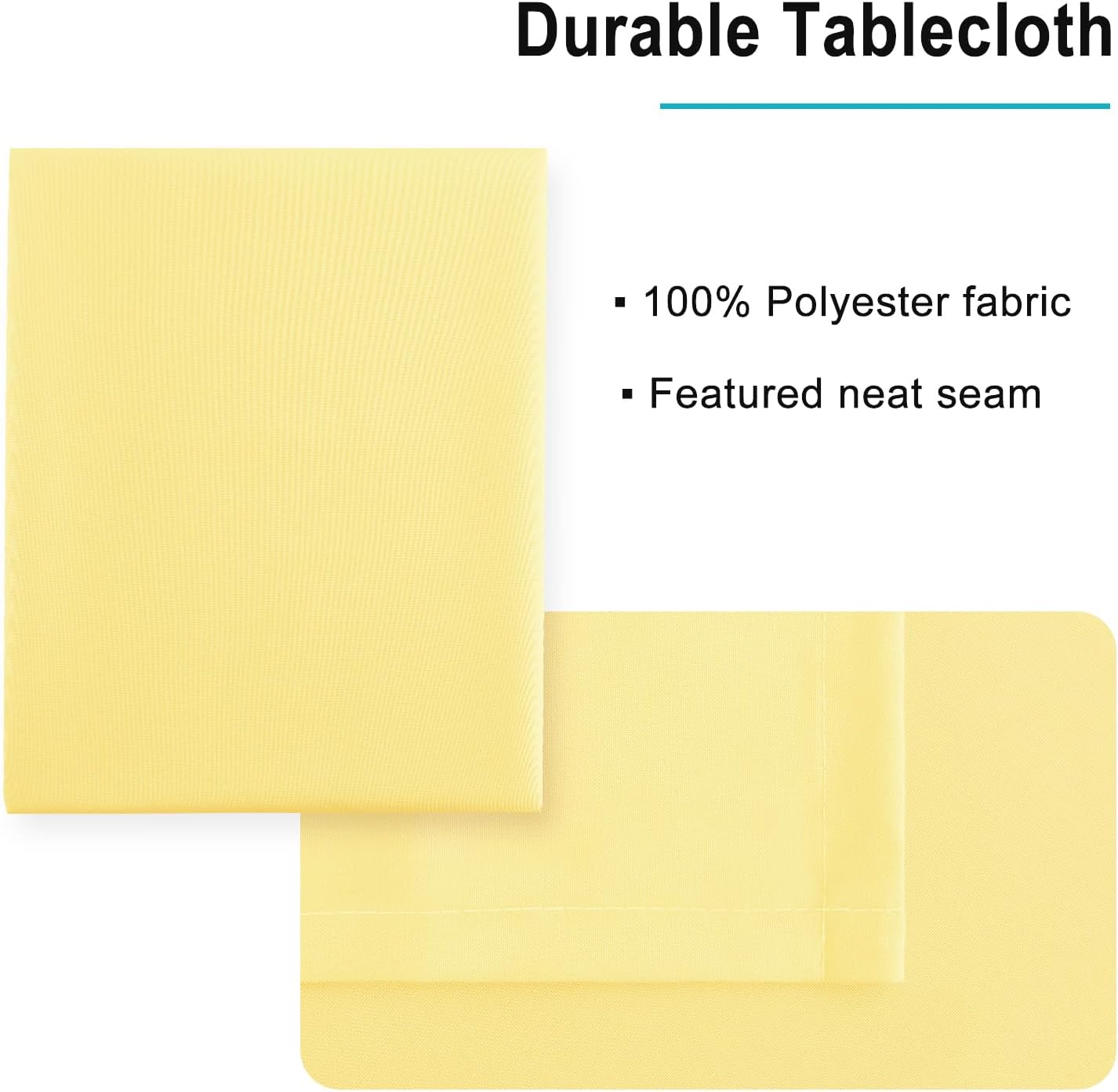 Hiasan Rectangle Tablecloth Light Yellow - Wrinkle Resistant and Waterproof Washable Polyester Fabric Table Cloth for Dining Party and Outdoor Use, 60 x 140 Inch