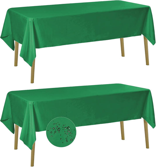 Fokitut 2 Pack Waterproof Rectangle Tablecloth, 60x120 Inch, Stain Resistant and Wrinkle Polyester Table Cloth, Fabric Table Cover for Kitchen Dining, Wedding, Party, Holiday Dinner-Emerald