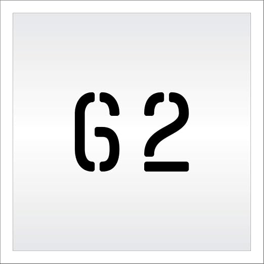 Pavement, Curb, and WheelStop Stencils - 4 inch Double Number Stencil - (62) - 4" x 5.5" x 1/16" (63 mil) - Light-Duty
