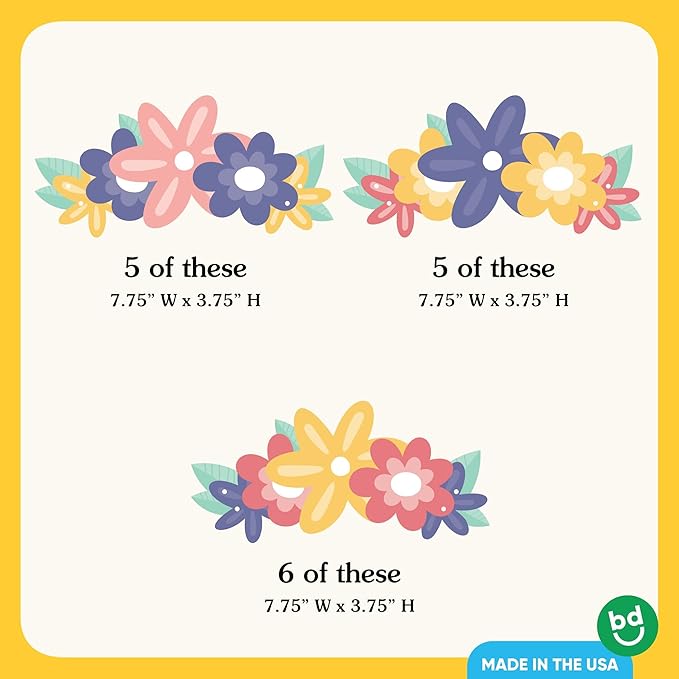 Big Dot of Happiness Paper Flower Crowns, Colorful Floral Tiara Headbands for Girls' Birthday Party, DIY Boho Party Hat Favors, 16 Count