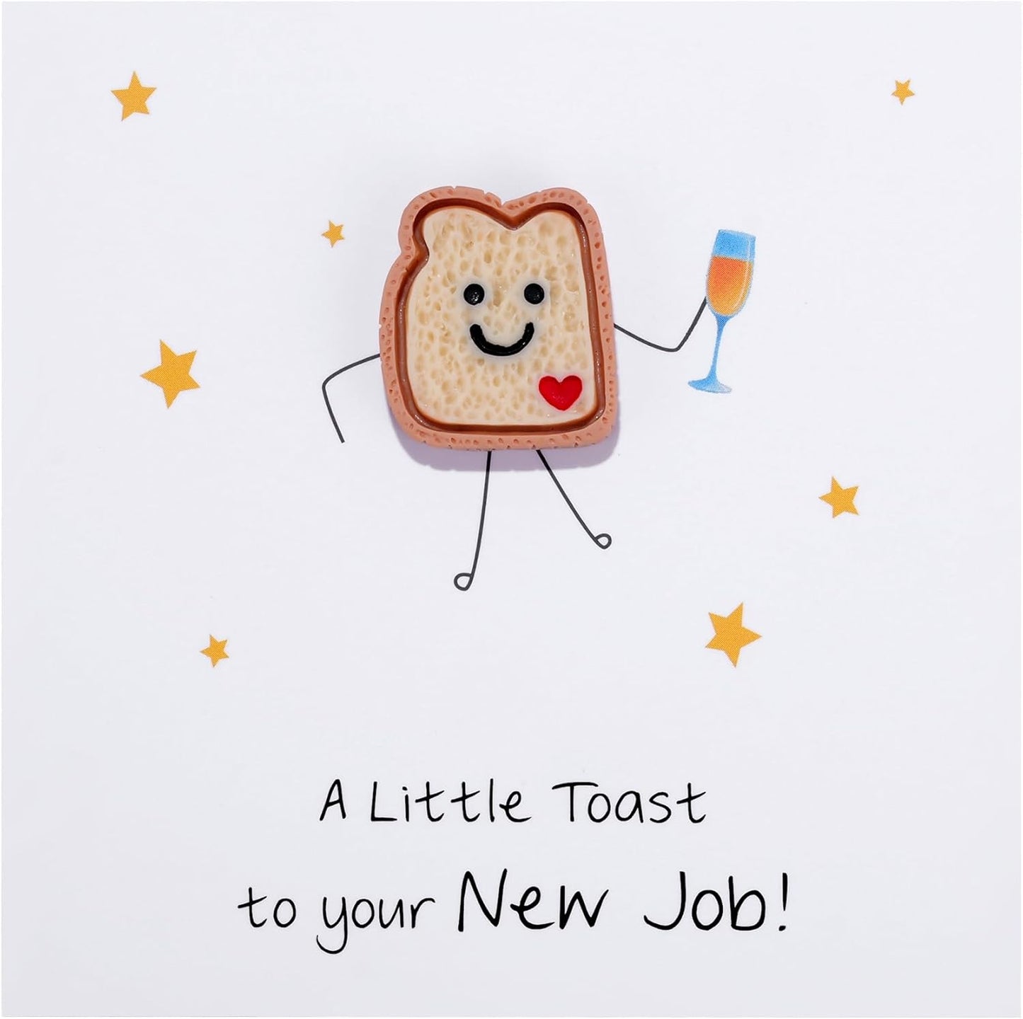 Ralukiia New Job Token Gift with Card for New Beginnings, Cute Smiley Toast Keepsake, Funny Congratulations Gift for Promotion, Fresh Start or Career Milestone, Leaving Gifts for Colleague Women