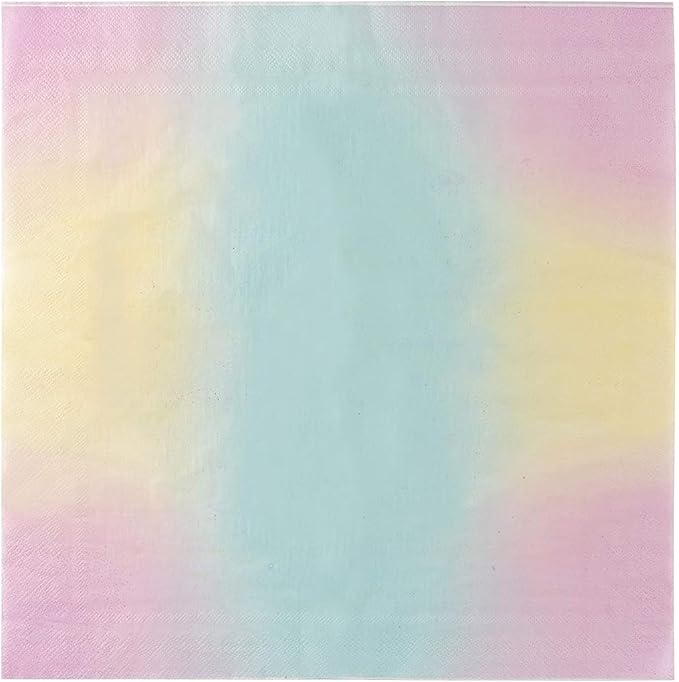 BLUE PANDA Rainbow Paper Napkins - 2-Ply Absorbent Pastel Party Napkins for Rainbow Birthday Events - 6.5 x 6.5 in Folded - Pack of 150