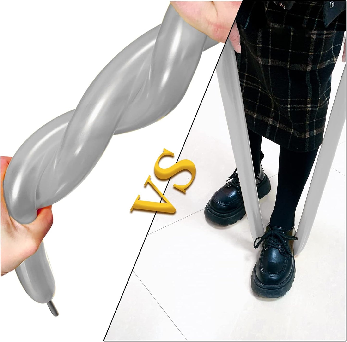 260 Balloons 100 pcs: Skinny Silver Balloons for Wedding, Birthday Parties