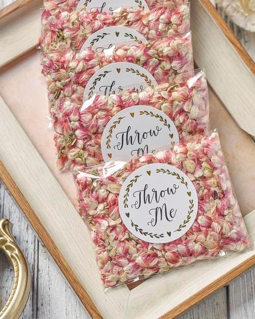 RainbowPana 50 Pack Biodegradable Confetti, Dried Flower Petals, Biodegradable Flower Petals for Weddings, Confetti, Wedding Send Off Ideas, Wedding Exit Ideas - Pink Globe Amaranth …
