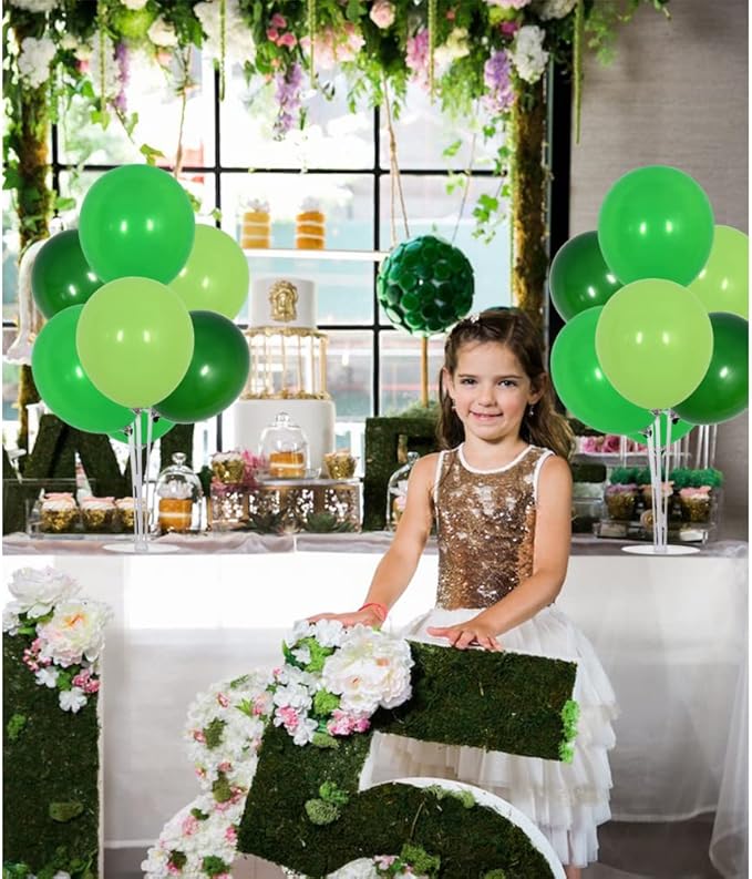 TONIFUL 4 Green Balloon Centerpiece for Table,Balloons Stand Kit for Forest Wild Theme Party,Baby shower,Birthday Decorations,St. Patrick's Day,Christmas,Easter Party Supplies