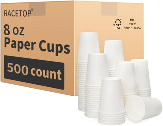 RACETOP 8 oz Disposable Coffee Cups [500 pack], Hot Coffee Cups 8 oz, Ideal for Office, Home, Party(500 pack)