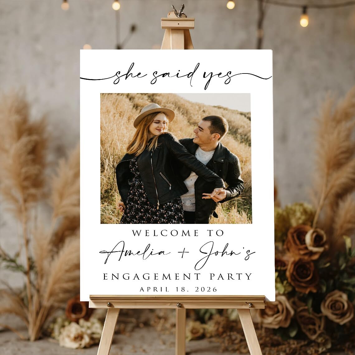 Engagement Party Welcome Sign with Photo, Engagement Welcome Sign, She Said Yes, We're Engaged Decorations, Engaged Signs, Personalized Engagement Party Signs