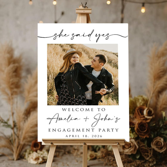 Engagement Party Welcome Sign with Photo, Engagement Welcome Sign, She Said Yes, We're Engaged Decorations, Engaged Signs, Personalized Engagement Party Signs