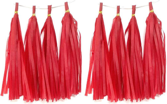 Tissue Paper Tassels Garland Banner Table Decor Party Banner Wedding Birthday Baby Shower Nursery Party Decorations (20, Red)