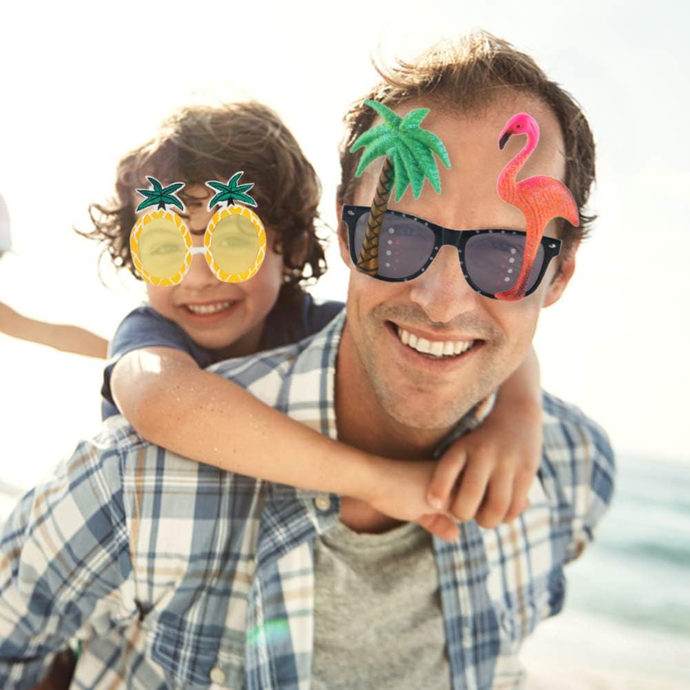 POPLAY Fun Party Sunglasses, Luau Glasses Silly Festival Dress Up Sunglasses Hawaiian Accessories for Kids Women Party Favor Tropical Fancy Photo Props