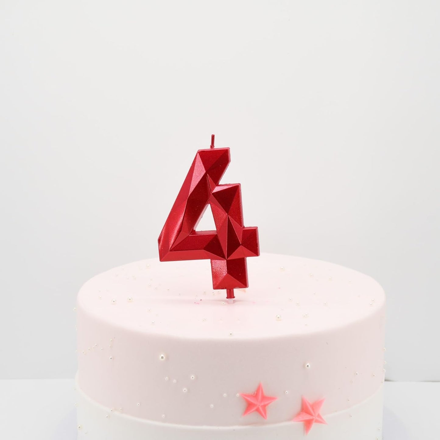 DERVENTA Large Birthday Candle Number 3D Red 3.7 inch Party Celebration Anniversary Decoration Cake Topper 1 Piece (Number 4 Red)