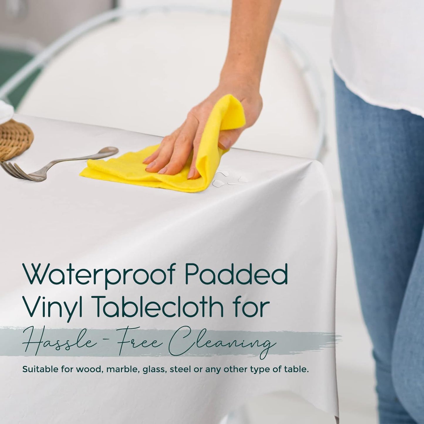 Quality Table Pad Protector, Superior Protection from Spills, Scratches & Heat - Reusable Vinyl Table Cloth with Cushion Flannel Backing (108" L x 54" W)