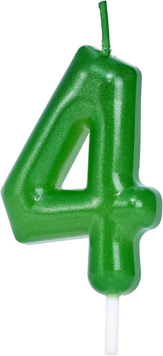Green Number 4 Birthday Candles, Cake Toppers for Birthday/Baby Shower/Anniversary/Wedding Party Celebrating/Decorating. (Green Number 4)