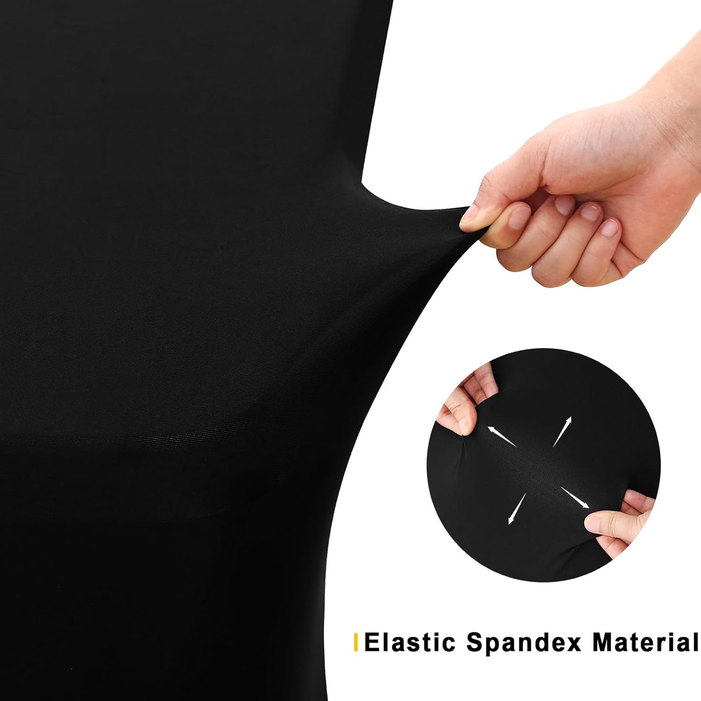 Smiry 2 Pack Spandex Table Cloth 8FT, Elastic Fitted Stretch Tablecloths, Washable and Wrinkle Free Rectangular Patio Table Cover for Outdoor, Wedding, Banquet & Parties (Black, 96Lx30Wx30H Inch)