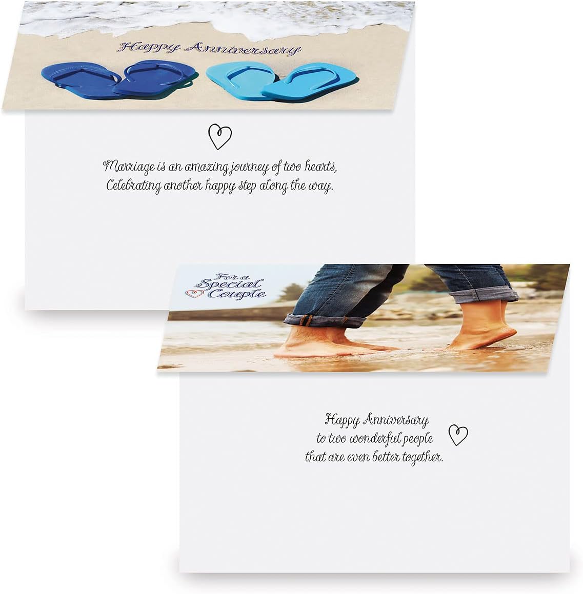 Paradise Anniversary Cards - Set of 8 (4 designs), Large 5" x 7" Wedding Anniversary Cards with White Envelopes