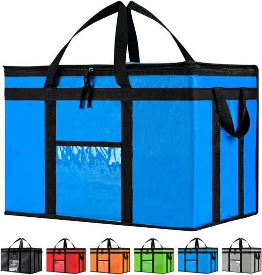 NZ home Durable 3XL PRO Insulated Cooler Bag and Food Warmer for Delivery & Grocery Shopping with Zippered Top, Blue Commercial Grade (1 Pack)