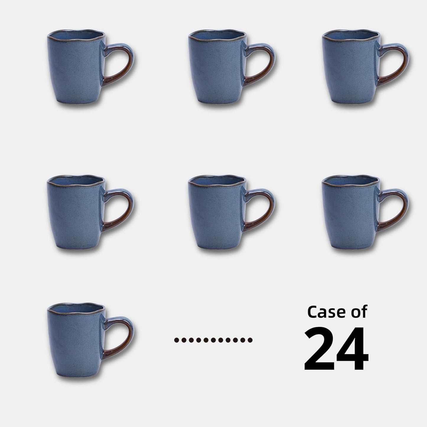 Organic Shape Restaurant Mug 12oz, Commerical Grade Catering Stoneware Coffee Mug in Ir-regular Organic Shape, Chip & Scratch Resistant, Glossy Reactive Glaze Blue, Case of 24