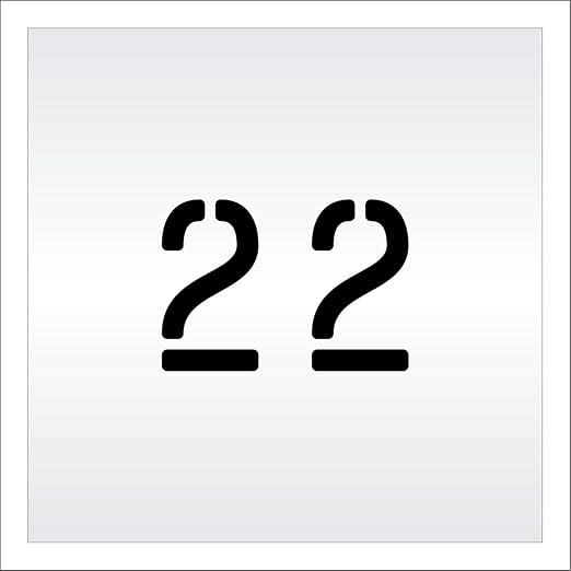 Pavement, Curb, and WheelStop Stencils - 4 inch Double Number Stencil - (22) - 4" x 5.5" x 1/8" (128 mil) - Pro-Grade