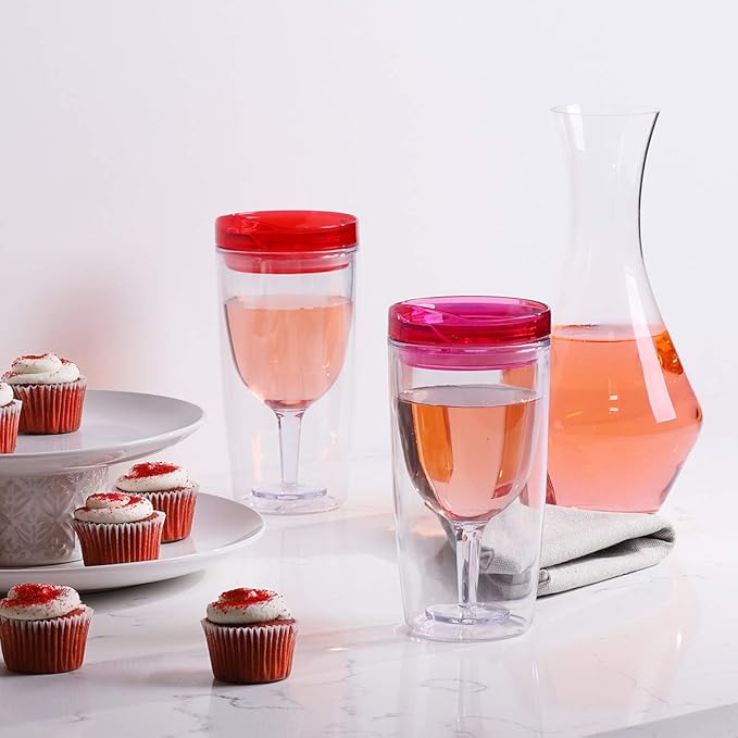 Cupture Insulated Wine Tumbler Cup With Drink-Through Lid - 10 oz, 8 Pack