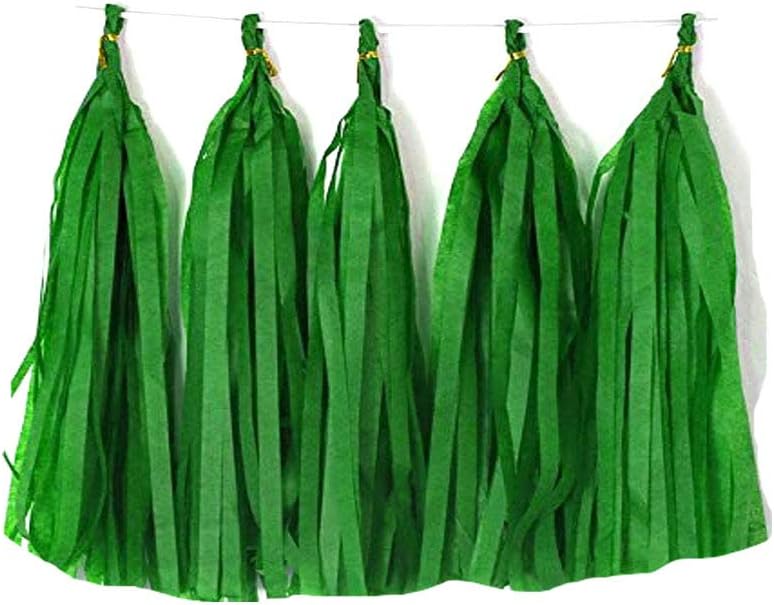 Tissue Paper Tassels Garland Banner Table Decor Party Banner Wedding Birthday Baby Shower Nursery Party Decorations Supplies (20, Green)