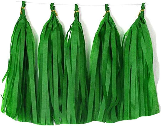 Tissue Paper Tassels Garland Banner Table Decor Party Banner Wedding Birthday Baby Shower Nursery Party Decorations Supplies (20, Green)