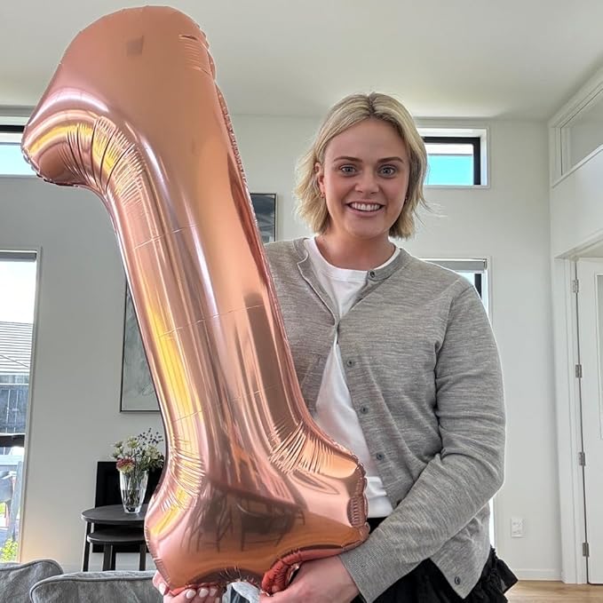 Rose Gold Number 4 Balloon 40 Inch, 4th Birthday Party Decorations for Children, Giant 4 Foil Balloon for Party Supplies