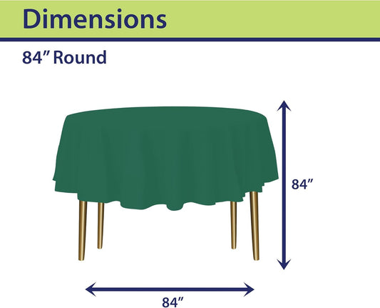 Green Disposable Plastic Tablecloth for Round Tables (36 Pack) Table Cloths for Parties, Events & Weddings, Indoors & Outdoors, 84 inches, Plastic Table Cover