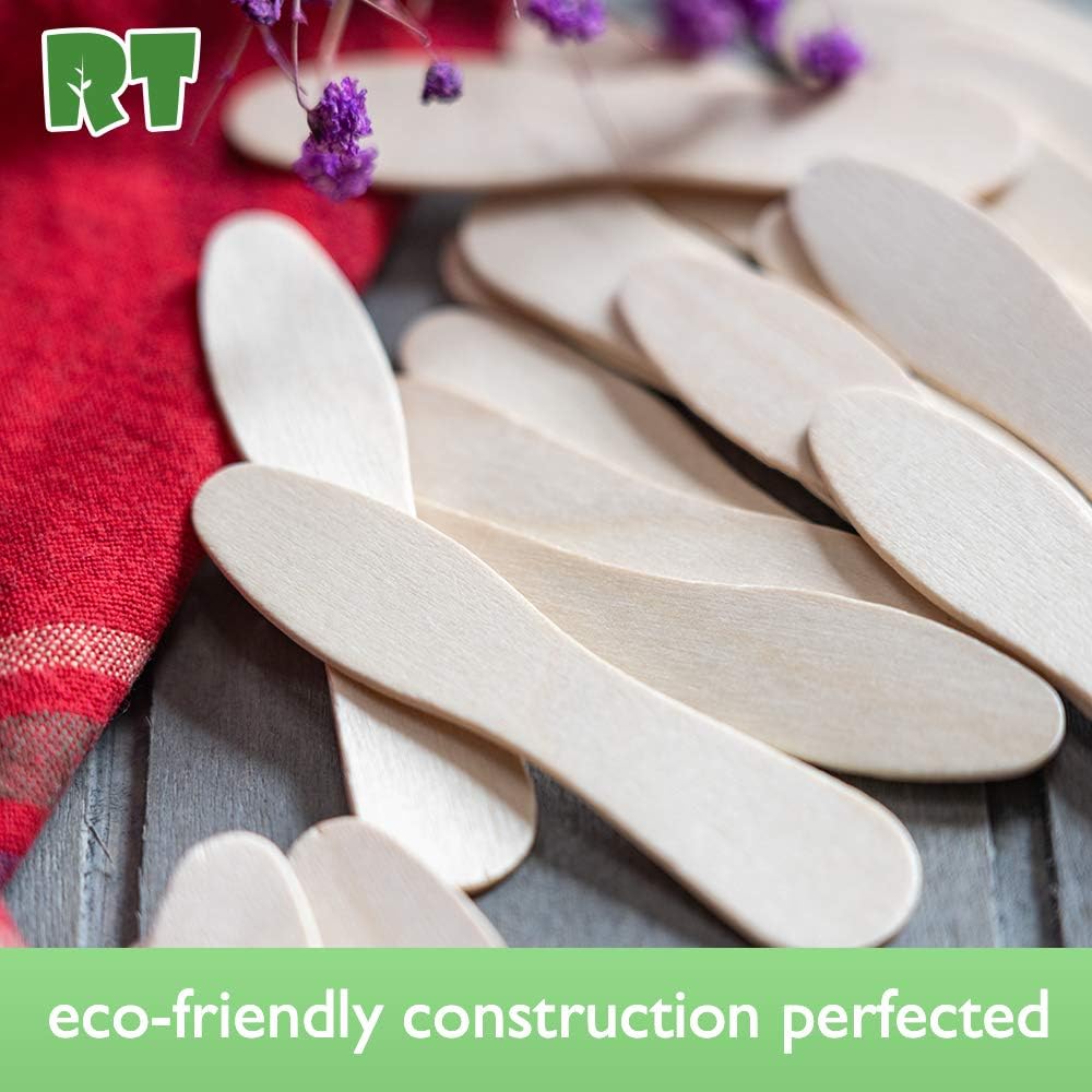 RT-Disposable Wooden Ice Cream Spoon Natural Birch 3 Inches (500 pieces) Individual Packaging Is Safer