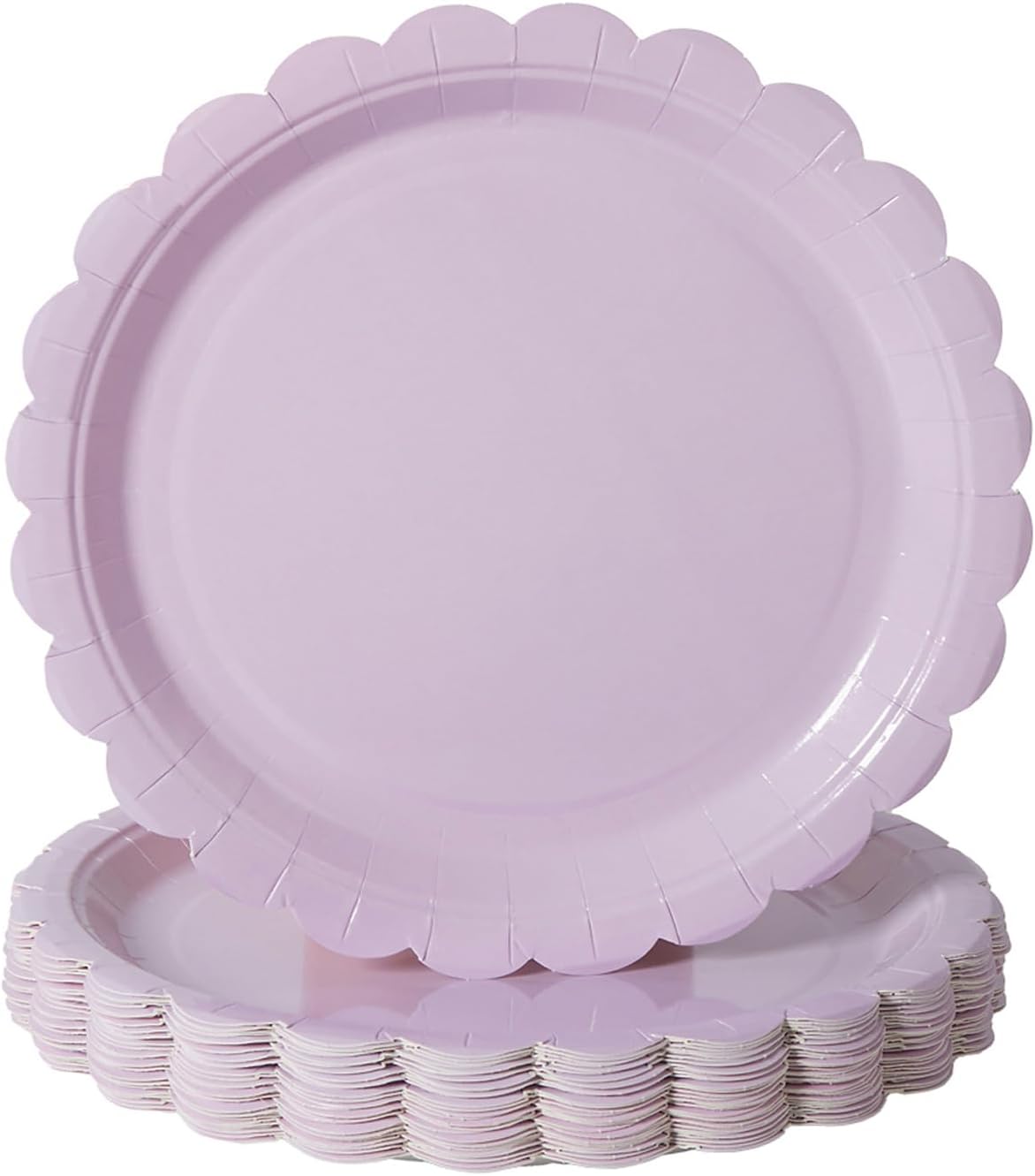 BEFORYOU 50PCS Scalloped Disposable Paper Plates Dessert Cake Party Plates for Baby Shower, Wedding,Bridal Shower Birthday Party Supplies (Purple, 9IN)