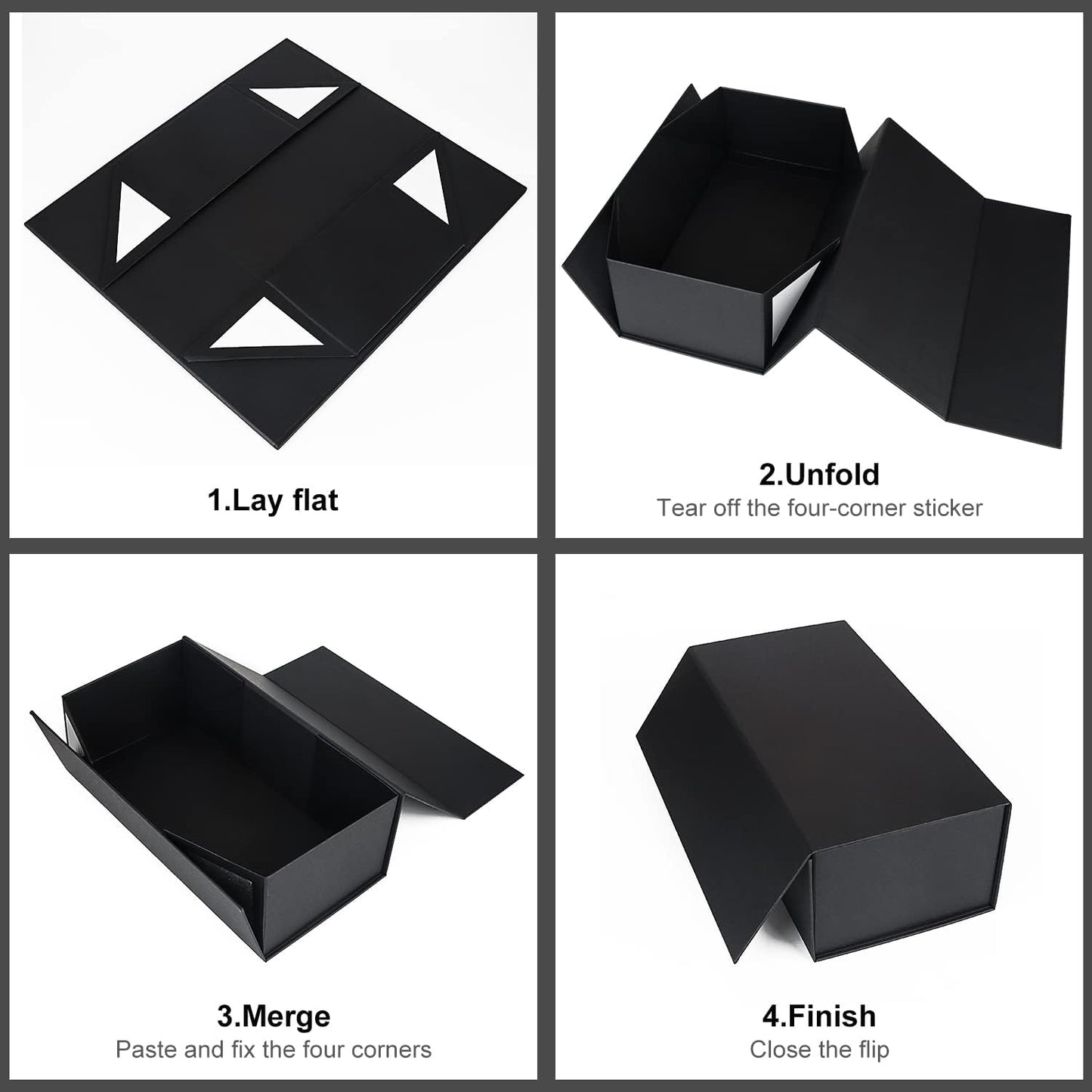 Black Gift Box 10" x 6" x 3" with Magnetic Closure Lid Gift Boxe for Presents,Bridesmaid Gifts Boxes,Cute Box,Birthday Box,Luxury for Gift Packaging, Magnetic Gift Boxe for Wrapping Gifts (Black)