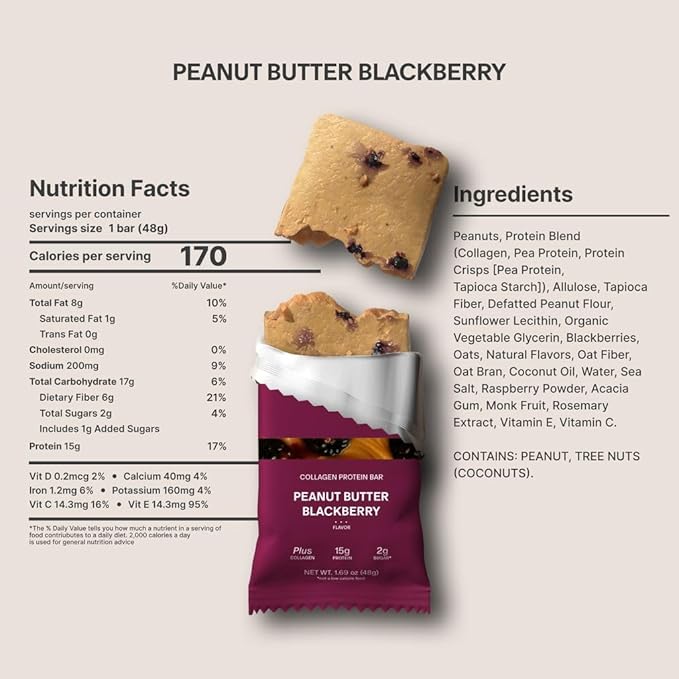 Stars + Honey Protein Bars - Peanut Butter Blackberry, 15g Protein, 2g Sugar, w/Collagen Keto Friendly Snack - Gluten, Dairy, Seed Oil, & Soy Free - High-Protein Snacks for Energy & Recovery -10 pack