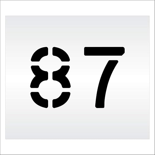 Pavement, Curb, and WheelStop Stencils - 6 inch Double Number Stencil - (87) - 6" x 9" x 1/8" (128 mil) - Pro-Grade
