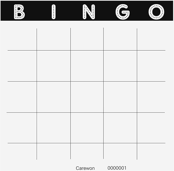 Carewon 50 Blank Bingo Cards, 9" x 9", Large - Disposable Paper Bingo Sheets for Classroom, Parties & Events