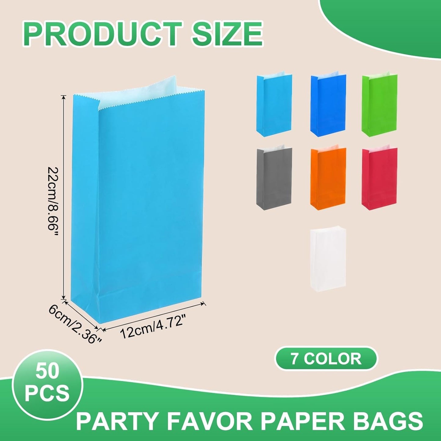 PATIKIL Party Favor Bag, 50 Pcs 8.7x2.4x4.7 Inch Mini Paper Candy Bags Gift Treat Celebration Halloween Goody Birthday Wedding Party with Stickers, Blue