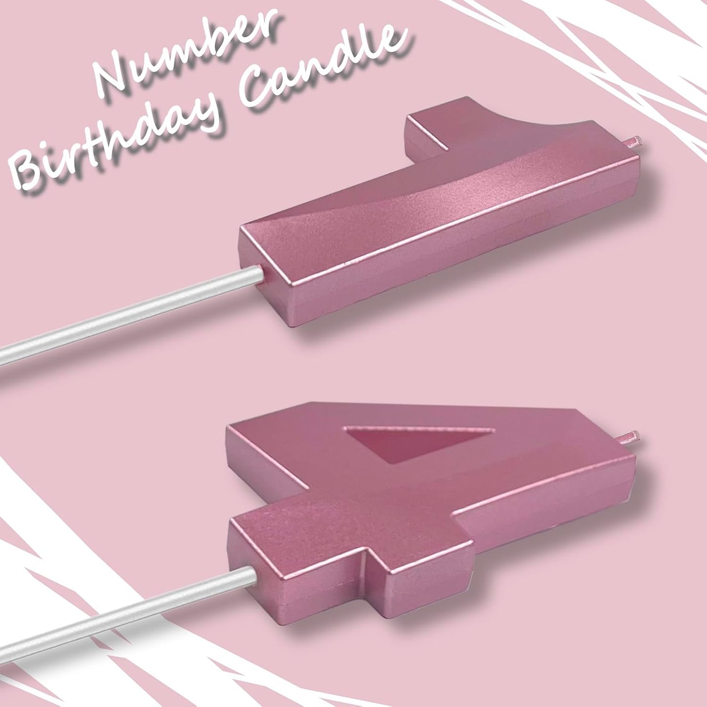 Pink Number 14 Candles, 3D Diamond 2.76 Inch Cake Topper Birthday Candles for Wedding Anniversary Cake Decorations, Happy Birthday Party Decorations