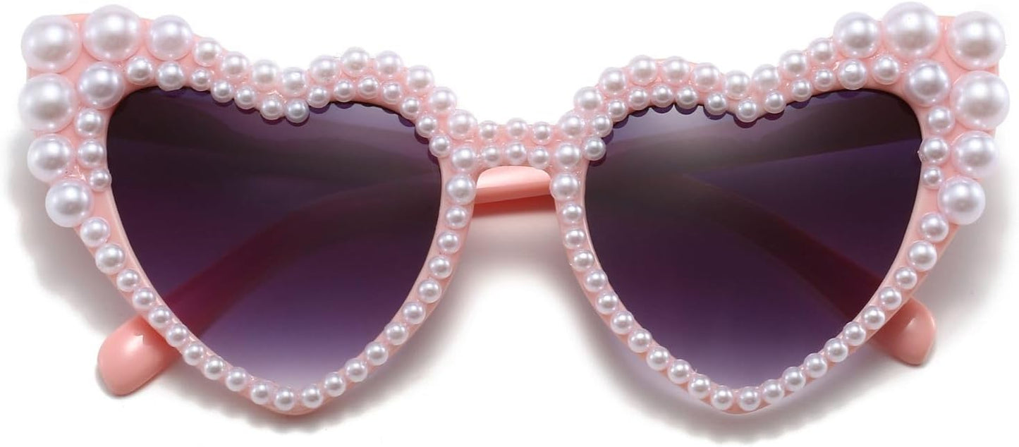 Xpectrum Pearl Bridal Heart Sunglasses, Wedding Bride Sunglasses, Bachelorette Party Glasses for Bride To Be