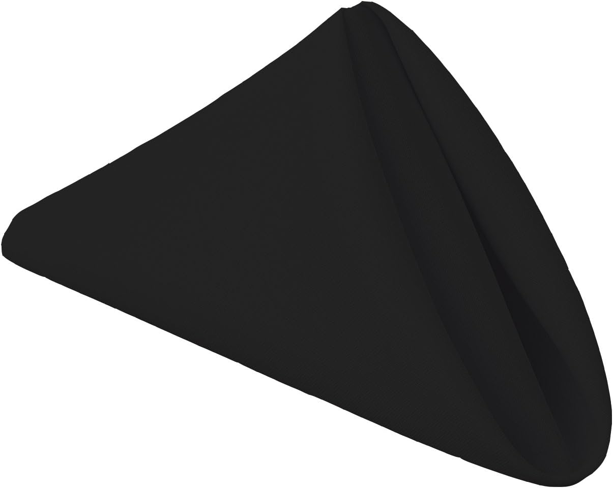 Gee Di Moda Cloth Napkins - 17 x 17 Inch Black Dinner Napkins - Set of 12 Soft & Absorbent Washable Fabric Cloth Table Napkins with Hemmed Edges for Hotel Restaurant, Holiday Parties & Wedding