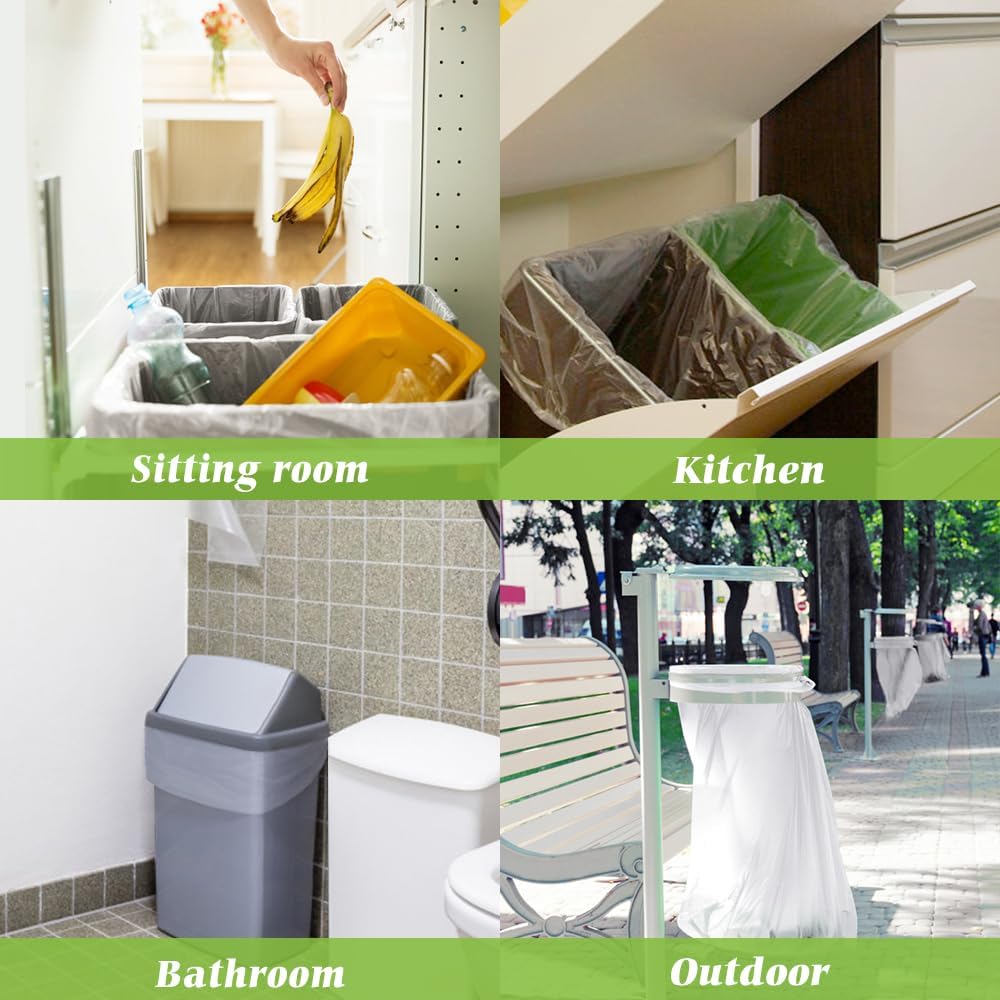8 Gallon 330 Counts Strong Trash Bags Garbage Bags by Teivio, Bathroom Trash Can Bin Liners, Plastic Bags for home office kitchen, Clear