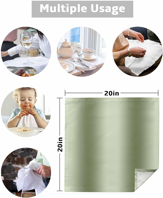 Sage Green Omble Cloth Napkins Set of 6 Reusable Dinner Napkins, Modern Abstract Art Cocktail Napkin, Farmhouse Gradient Washable Table Napkins for Wedding/Holiday Party/Baby Shower 20"x20"