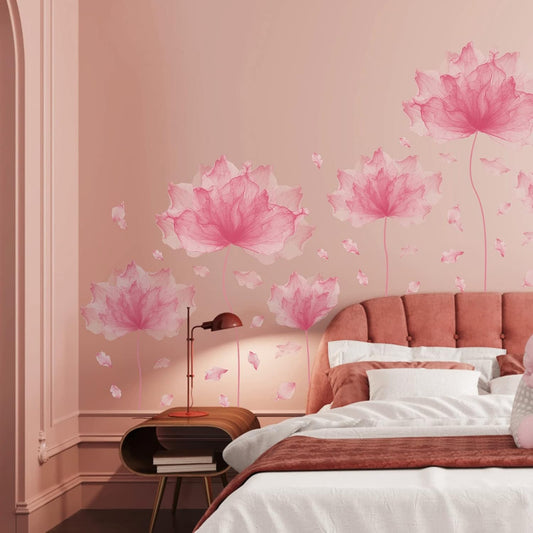 59.1'' x 49.6'' Huge Flower Petal Wall Decals Living Room Floral Wall Stickers Removable Peel and Stick Waterproof Wall Art Decor Stickers for Bedroom Bathroom Office (Pink)